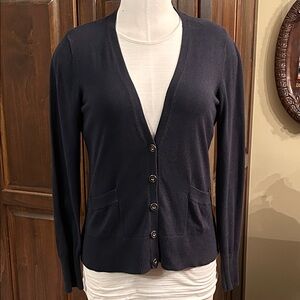 Banana Republic Sz M Navy Cardigan Button Front Sweater w Pockets GUC